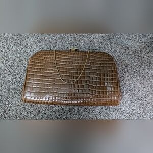 Elegant Green Crocodile-Embossed Clutch brand Bobbie Jerome